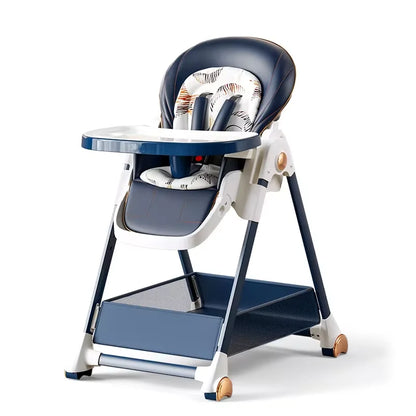 Kinderstoel - Baby Eetstoel - Babystoel - Verstelbare Voedingstoel - Multifunctionele - Geschikt voor Pasgeborenen - Peuters - en Kinderen - Makkelijk Schoon te Maken - Blauw