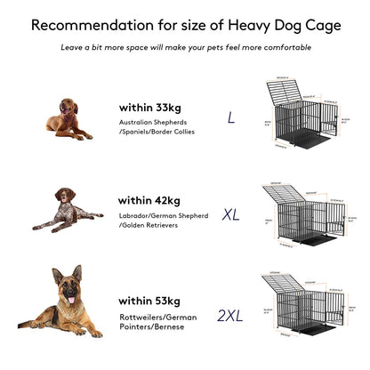 Hondenbench – Grote Hondenkennel – Stalen Bench – Ruime Dog Crate – Vierkante Metalen Buizen – Dubbele Veiligheidssloten – Uitneembare Bak - XXL