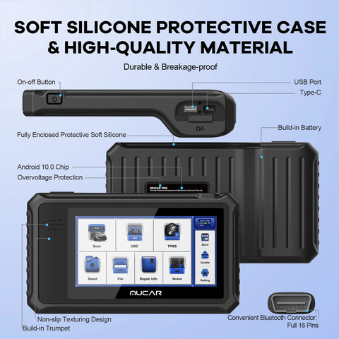 OBD2-scanner - Diagnosecomputer - Slimme diagnosetool - Foutverwijdering - Volledig systeemdiagnosetool - 28 Reset - Levenslange gratis upgrade - Zwart