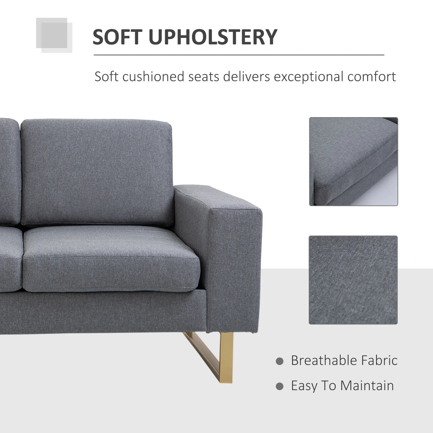 2-Zits Stoffen Bank – Compacte Sofa – Tweezits Bank – Moderne Loveseat – Ademend Hennepmateriaal – Minder Dan 200 Cm – Veerkrachtige Schuimvulling