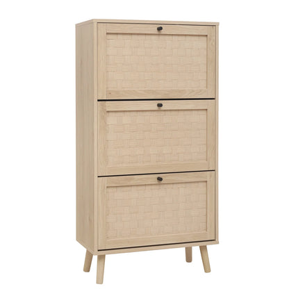 Schoenenkast – Schoenenopberger – Schoenenrek – Schoenenmeubel – Smal Design – Ruimtebesparend – Handgevlochten Deuren - QUORE