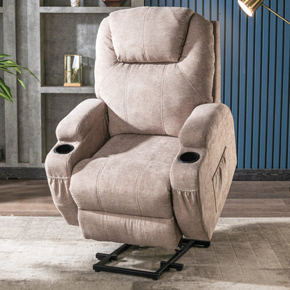 Elektrische Massagestoel – Relaxfauteuil – Massagezetel – Zitstoel – Verstelbare Rugleuning – Instelbare Warmte – Bekerhouders - Grijs