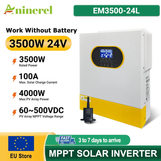 Hybride Solar Inverter – Zonne-omvormer – Off-Grid Omvormer – Accu Omvormer – Pure Sinus – MPPT 120A – Werkt Zonder Batterij – Wifi Monitoring Optioneel