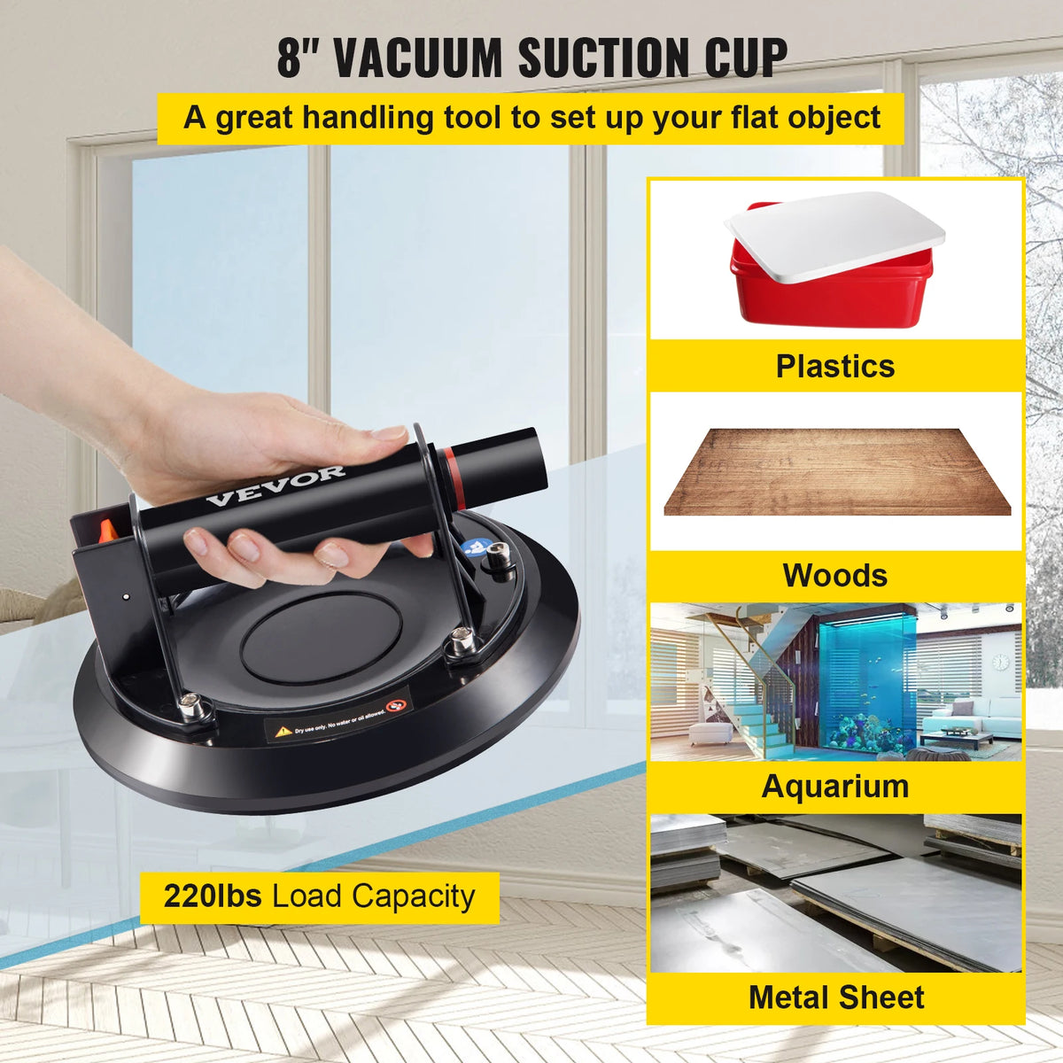 Vevor - Vacuüm Zuignap - Glasdrager - Deukentrekker en Openingsgereedschap - Sterke Vacuüm Zuignappen - Suction Cups - Zuignap - 2 Stuks - Zwart - QUORE