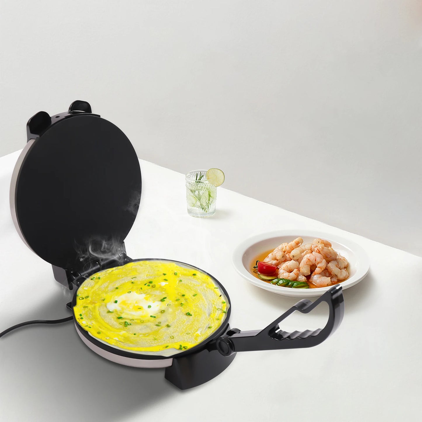 Pannenkoeken Maker - Roti Maker - Elektrische Chapati Maker - RVS - Persmachine Voor Indiase Stijl Chapati - Tortilla, Roti