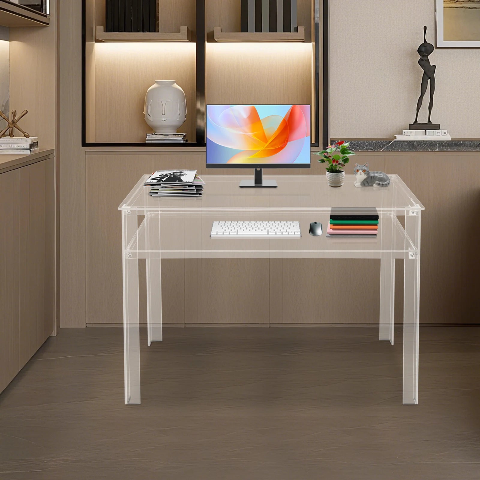 Acrylic Bureau – Transparant Bureau – Modern Schrijftafel – Laptop Tafel – Studietafel – Dubbele Laag – Duurzaam Acryl – 100x50x75 cm - QUORE