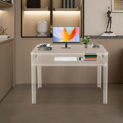 Acrylic Bureau – Transparant Bureau – Modern Schrijftafel – Laptop Tafel – Studietafel – Dubbele Laag – Duurzaam Acryl – 100x50x75 cm - QUORE