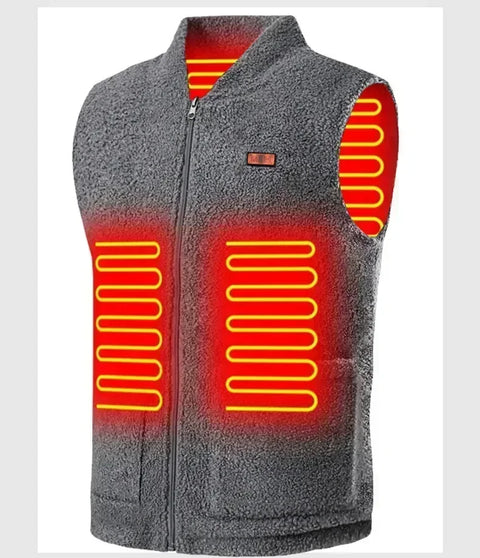 Heater Jacket - Verwarmde Bodywarmer - Verwarmde Kleding - USB Verwarmd Vest - 3-snelheden Verstelbare Temperatuur - Unisex - Wasbaar - Mouwloos - voor Winter & Buitensport - Maat 2XL - Grijs