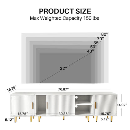 Tv-Kast – TV-Meubel – Entertainmentmeubel – Mediameubel – Franse Stijl – Geschikt Voor Televisies Tot 80 Inch – MDF En Spaanplaat - 112 x 20 x 20 cm - Wit