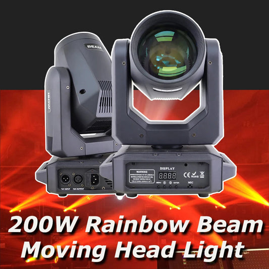 LED Moving Head Light – Moving Head Spot – DMX Verlichting – Podiumlamp – DJ Licht – 200W LED Beam – 18 Roterende Prisma’s & 8 Kleuren Regenboogeffect