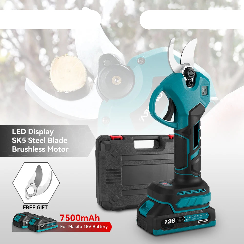 Elektrische Snoeischaar - Takkenschaar - Takkenzaag - Snoeizaag - Accu - 30MM - Borstelloze - Draadloze - Snijdiameter -  Takkenschaar met 2 Snelheden  - 18V - 2x Accu - Voor Fruitbomen, Takken en Tuinwerk - QUORE