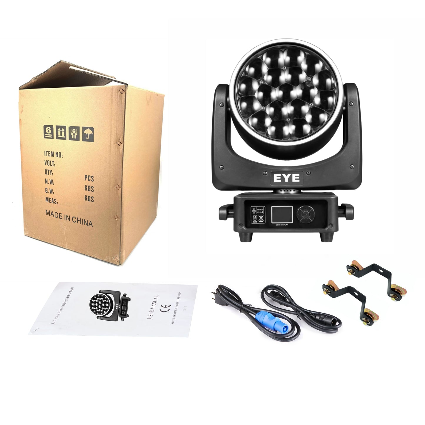 19x25W RGBW 4in1 LED Spotlight Wash/Beam /Zoom,Professional DJ/Bar Big Bee Eye LED Moving Head Disco Strobe Stage Lights