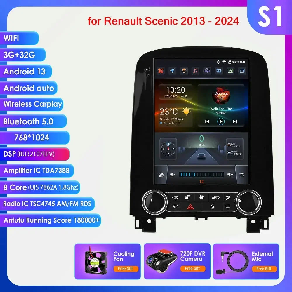 9,7 Inch Autoradio – Multimediasysteem – Navigatie – Carplay – Touchscreen – Android 14 – Snelle Octa-Core Processor - QUORE