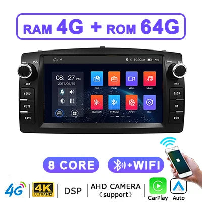 7’’ 2 Din Android 14 Autoradio – Multimedia Speler – GPS Navigatie – CarPlay – Android Auto – Draadloos – 8GB RAM & 128GB Opslag – ROME DSP Geluidskwaliteit
