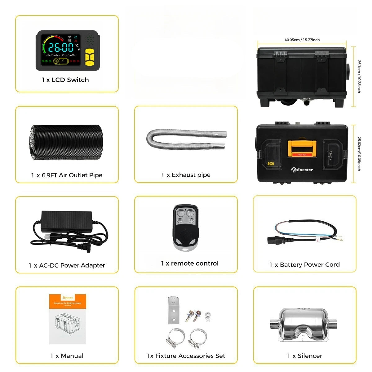 Diesel Luchtverwarmer – Diesel Verhitter – Parkeerhitter – Camper Verwarming – Nachtverwarmer – 8KW Vermogen – Bluetooth App & Thermostaatbediening - QUORE