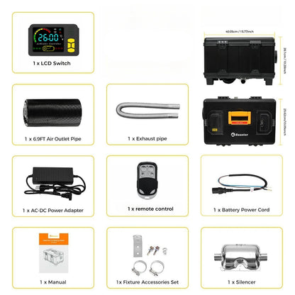 Diesel Luchtverwarmer – Diesel Verhitter – Parkeerhitter – Camper Verwarming – Nachtverwarmer – 8KW Vermogen – Bluetooth App & Thermostaatbediening - QUORE