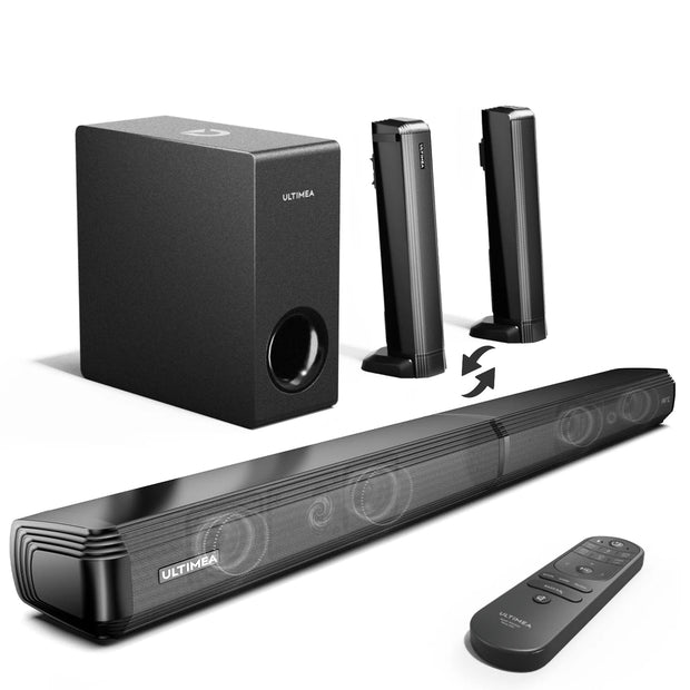 Soundbar - 2-in-1 - 4.1ch Soundbar for TV - Stereo - BT 5.3 - 200 W - Speakers - Speaker cables - Speaker - Black
