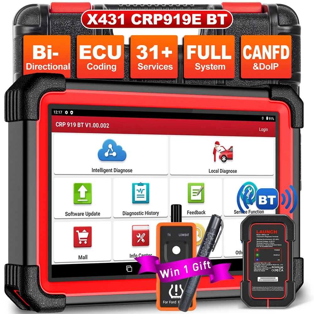 Auto Diagnosetool – Diagnose Scanner – OBD2 Scanner – Foutcode Lezer – Bluetooth Verbinding – 7-Inch Touchscreen – ECU Codering