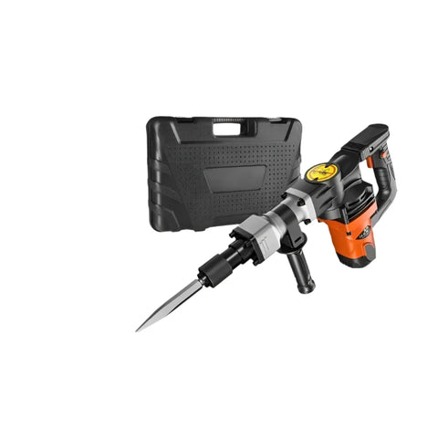 Demolition hammer - Electric breaker - Concrete breaker - With high impact force for demolition work - 1400W - 2900BPM - Black Orange