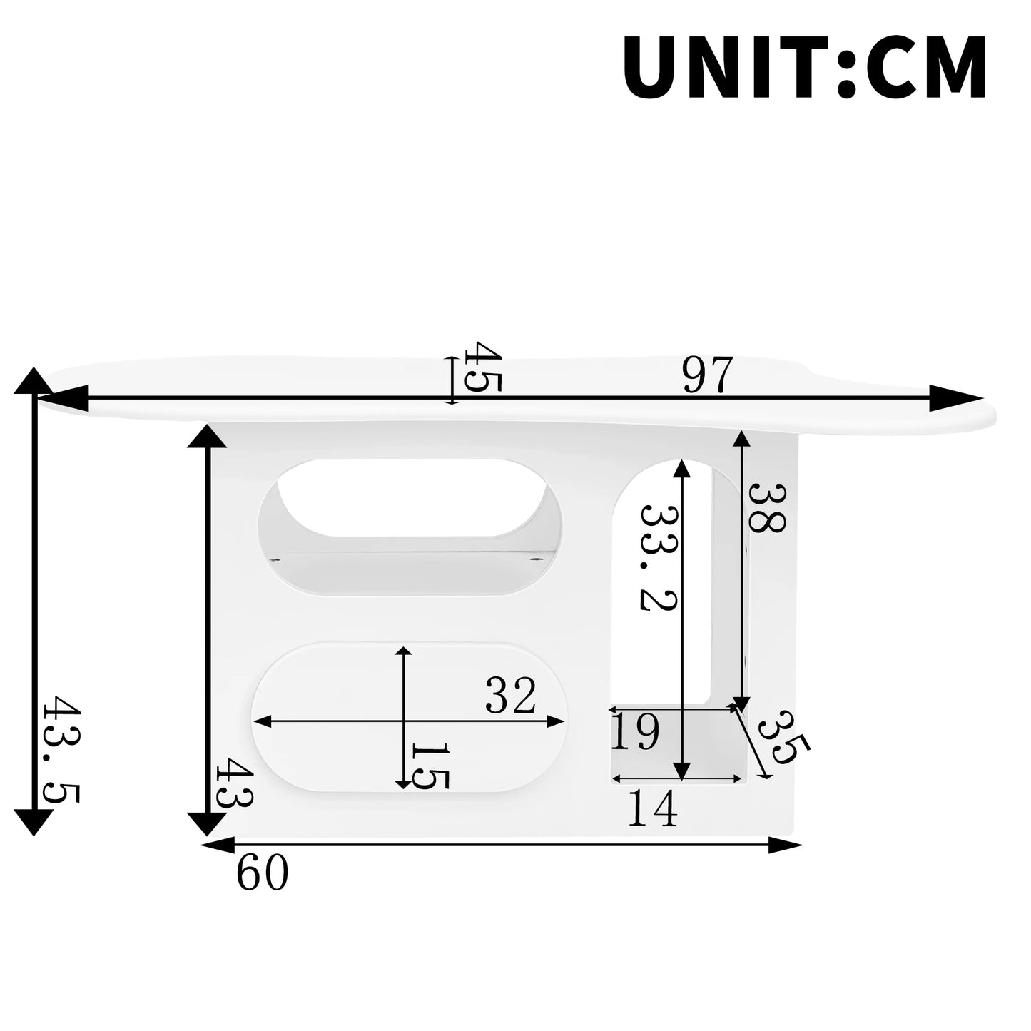 Salontafel – Koffietafel – Bijzettafel – Tafelblad – Wolkvormig – 2 Lades – Afgeronde Randen - 97 x 45 x 43.5 cm - Wit