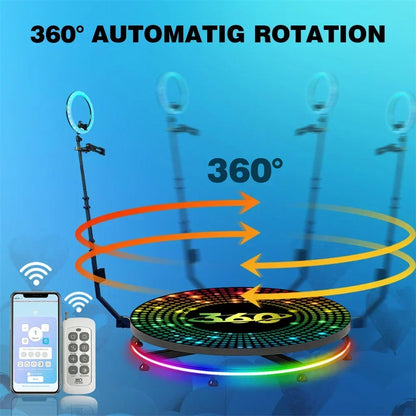 Fotobudka 360° – 360 Graden Fotocabine – Draaiplatform – Slow Motion Booth – Evenementen Fotohokje – Ingebouwde Ringlamp – Geschikt Voor 1-7 Personen