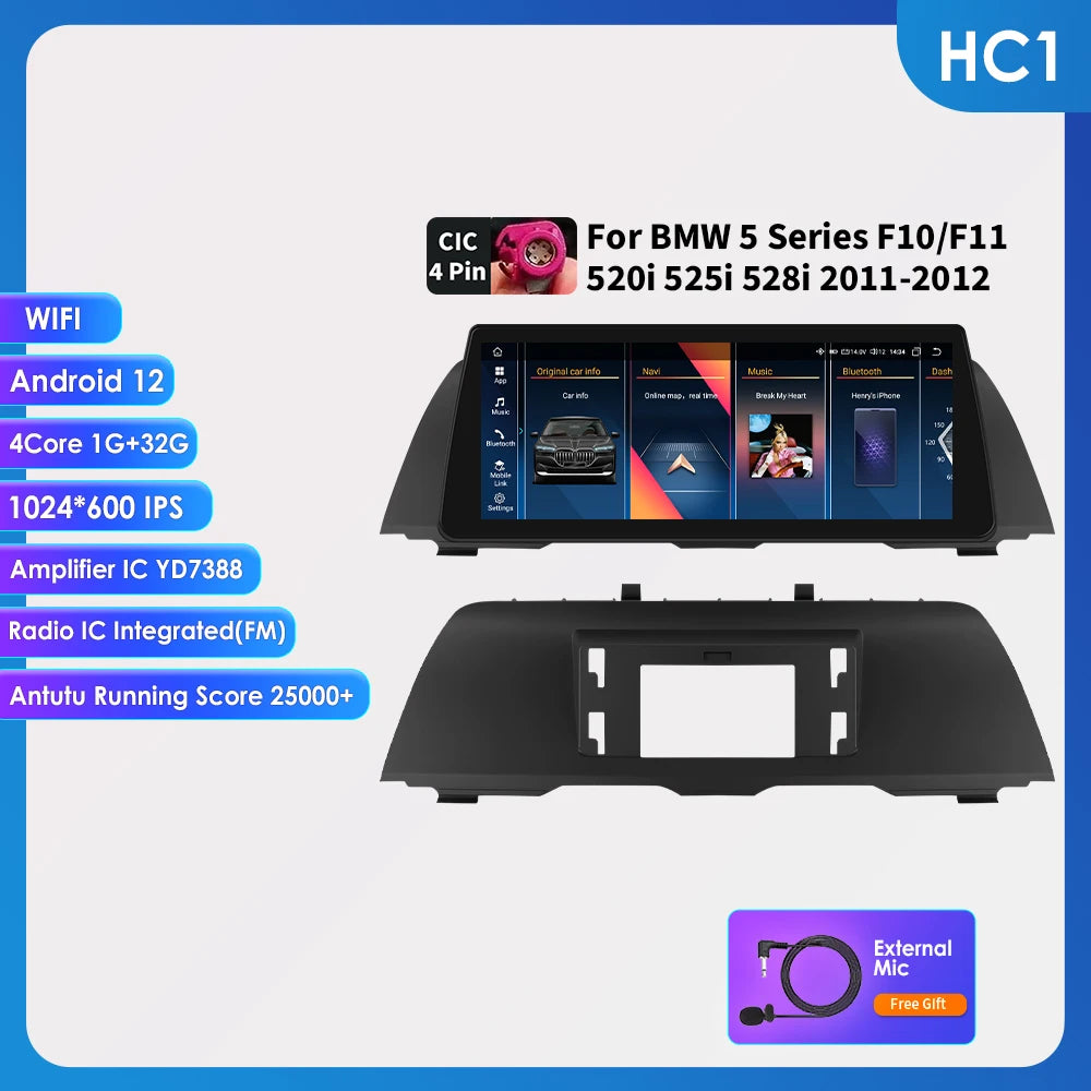 AI Intelligent Player 2din Android Car Radio Multimedia Video Player for BMW 5 Series F10 F11 F12 CIC NBT GPS Nav Carplay 4G RDS