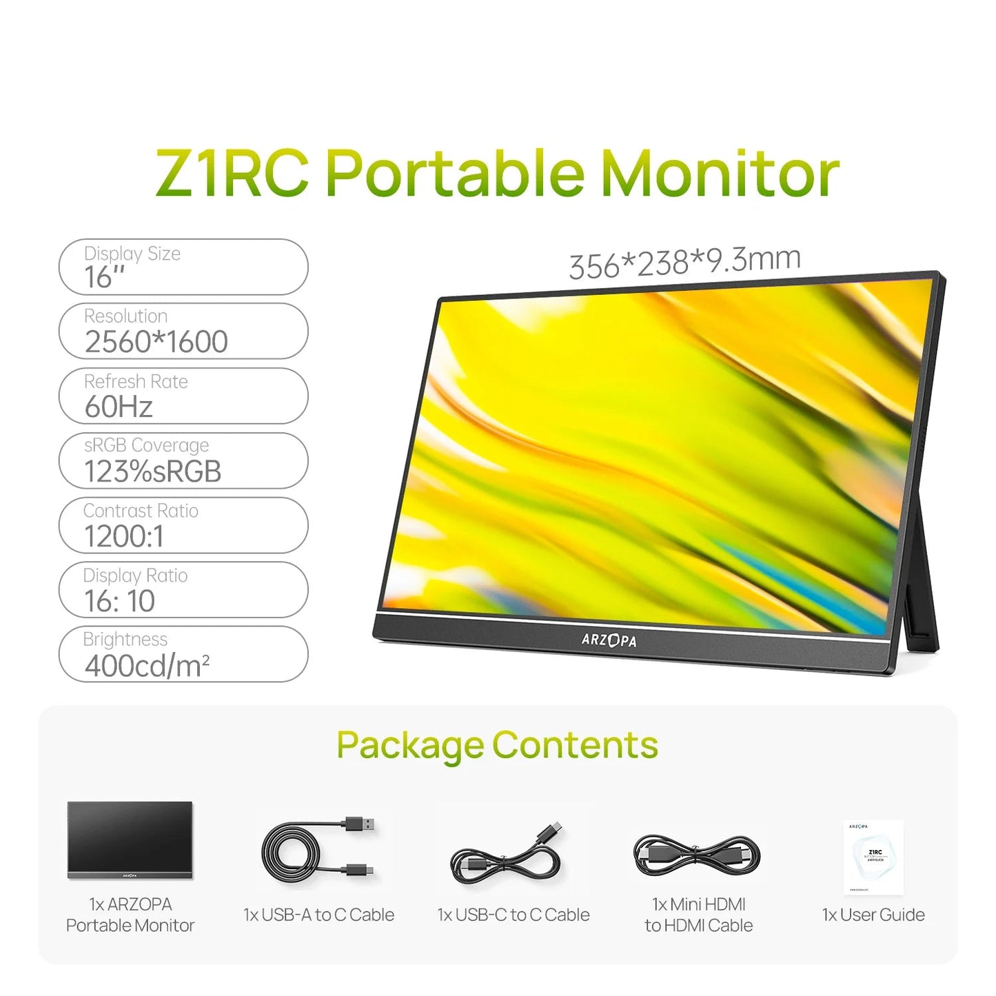 16 Inch Draagbare Monitor – Extern Scherm – Mini Beeldscherm – Tweede Scherm – Gaming Monitor – IPS Scherm – 2.5K Resolutie – Aluminium Behuizing - QUORE