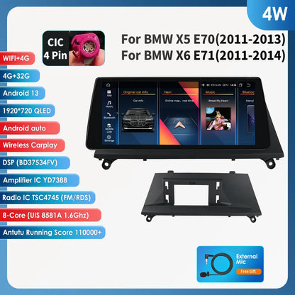 AI Intelligent Player 2 Din Android Car Radio Multimedia Video Player for BMW X5 E70 X6 E71 CCC CIC GPS Navi Carplay Auto 4G RDS - QUORE