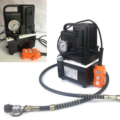 Elektrische Hydraulische Pomp – Hydrauliek Pomp – Drukpomp – Draagbare Pomp – Stalen Constructie – 3 Liter Oliecapaciteit – 70 MPa Druk - 220V - Zwart - QUORE