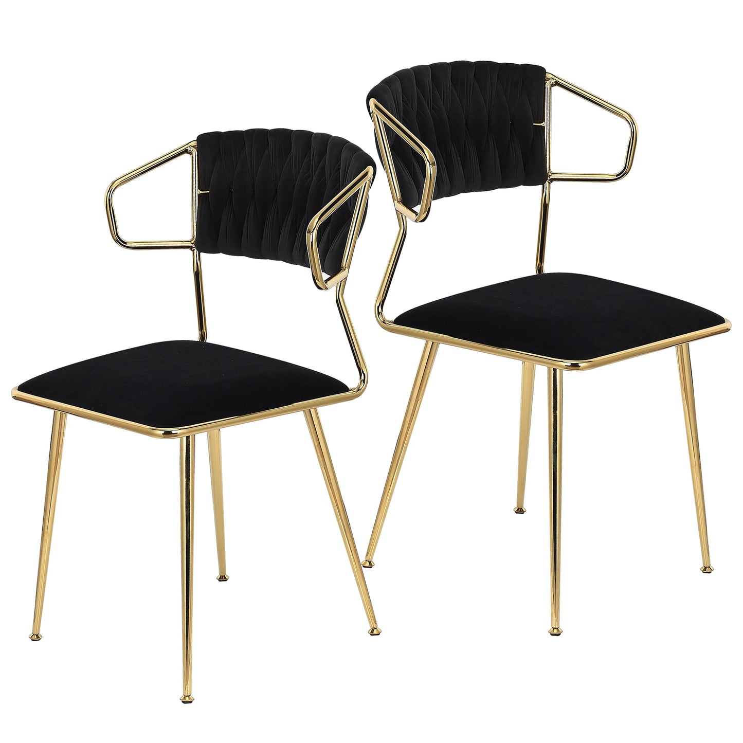 Eetkamerstoelen – Velvet Eetkamerstoelen – Fluwelen Stoelen – Design Stoelen – Luxe Stoelen – Ergonomisch Comfort – Metalen Poot Stabiel - 39 x 50 x 77 cm - Zwart