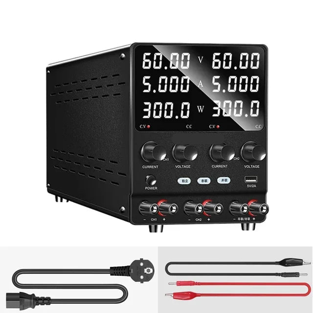 Labvoeding - Laboratorium Voeding - Power Supply - Powerbank - DUAL DC - 60V 5A – 300W/360W - Instelbare - Programmeerbare DC Lab Bench Power Supply