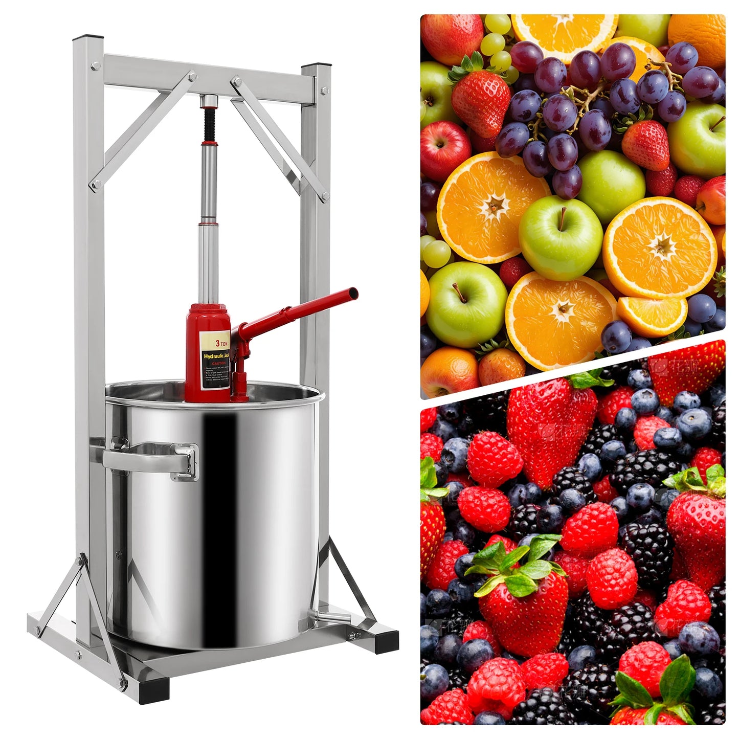 Hydraulische Juice Pers – Fruit Pers – Sap Pers – Wijn Pers – Puree Pers – 22 Liter Capaciteit – 3 Ton Drukvermogen