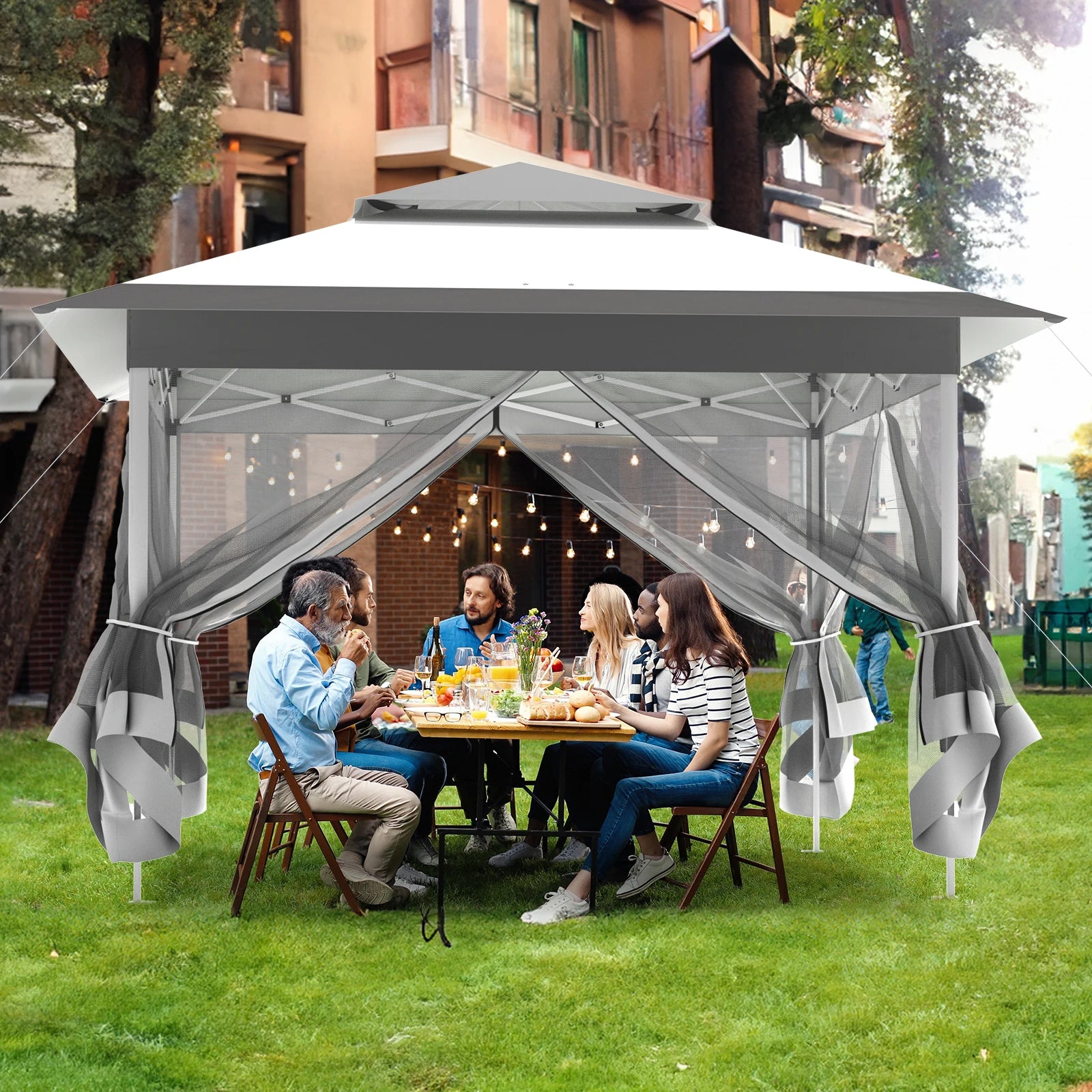 Pop-up Gazebo – Tuinpaviljoen – Partytent – Markttent – Waterdicht – UPF 50+ Zonbescherming – Verstelbare Hoogte - QUORE