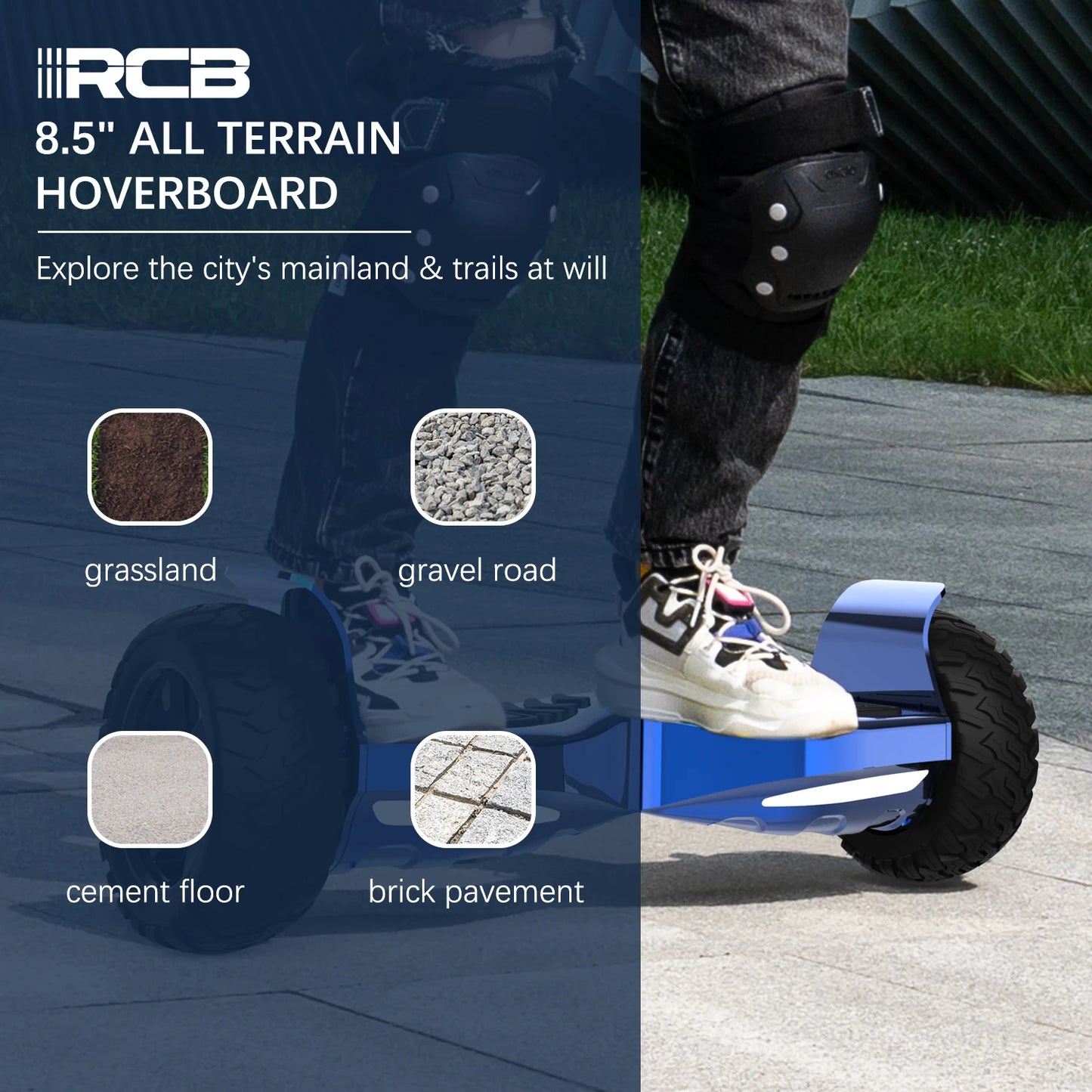 Hoverboard – All Terrain Board – Elektrische Step – Zelfbalancerend – 8.5” Anti-Slip Banden – Aluminium Frame – Bluetooth Speaker - QUORE