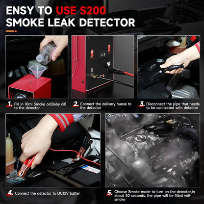 ANCEL S200 EVAP Smoke Generator For Car Motorcycle Smoke Machine Diagnostic Tool Vacuum Tester Oil Fuel Pipe Leakage Locato