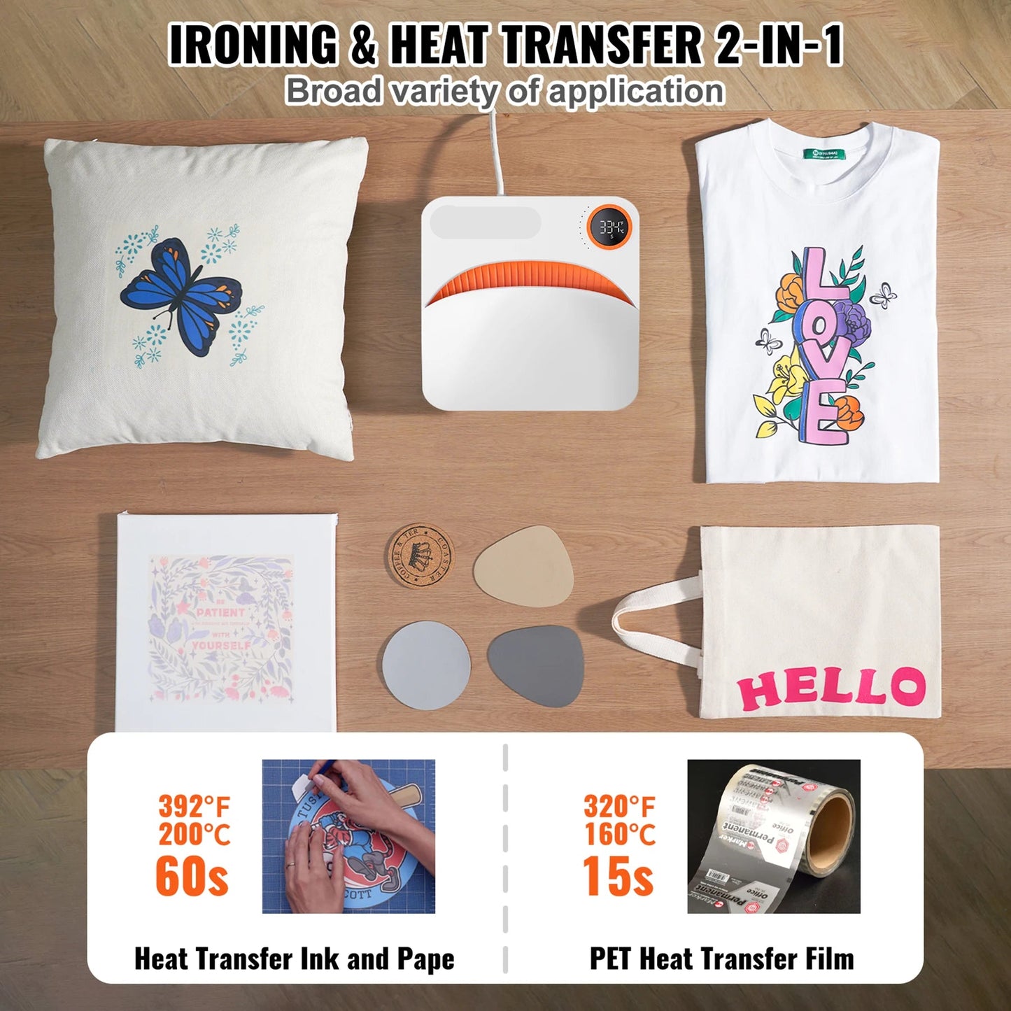 Warmte Pers Machine - Hittepers - Transferpers - Hittepersmachine - 9x9 inch - Plotter - Drukpersen - Shirtpers Afdrukken - Shirtpers voor T-Shirts, Kussens, Tassen & HTV Vinylprojecten