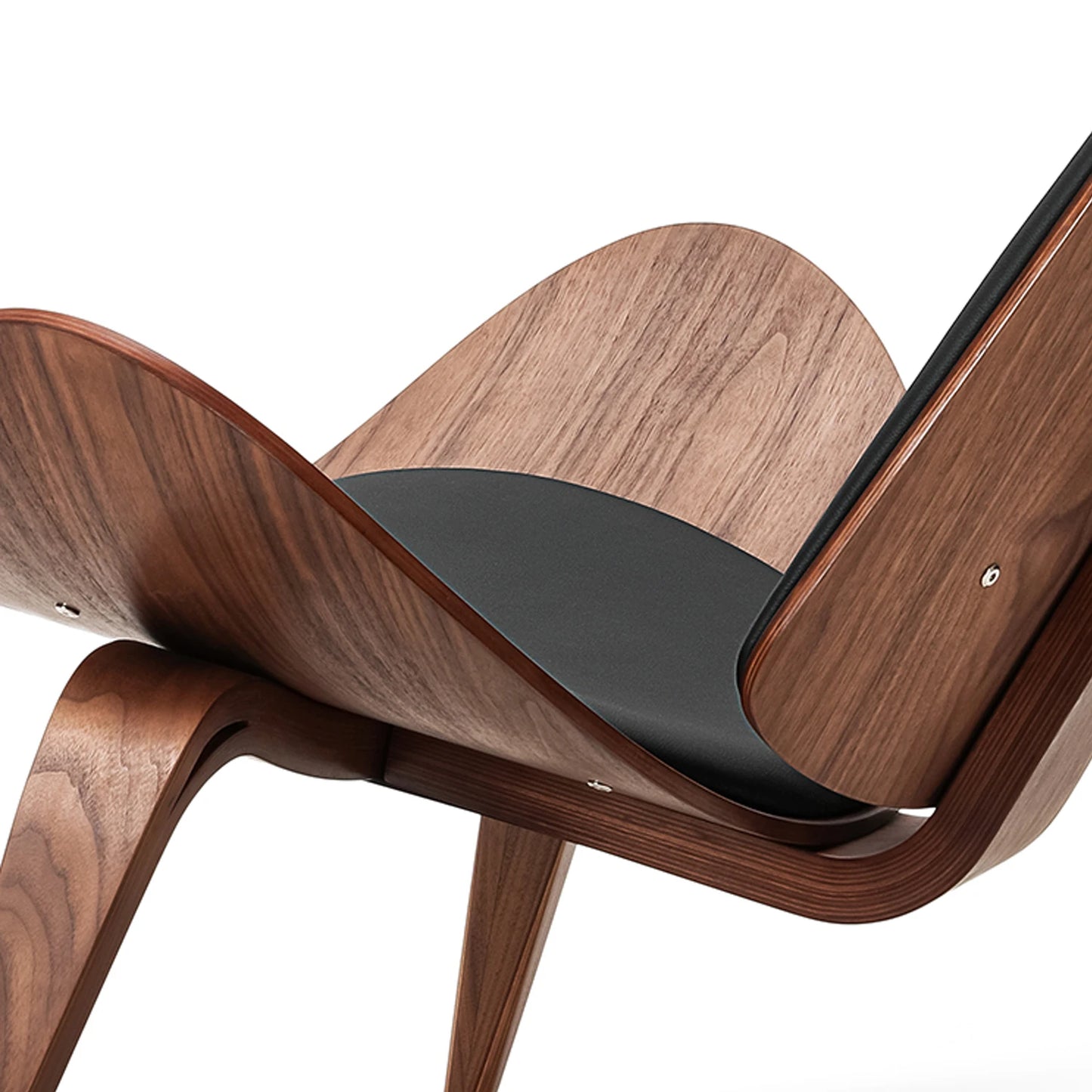 Fauteuil – Loungefauteuil – Eetkamerstoel – Zitzak – Relaxstoel – Driepoot Design – Massief Zwart Walnoot Hout – Stof Bekleding – Comfortabele Zitting – Draagkracht 150+ kg