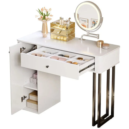 Kaptafel – Make-up tafel – Dressoir – Toaletttafel – Slaapkamermeubel – Verwisselbare zijkanten en poten – Vijf ruime laden 90x40x73,5 cm