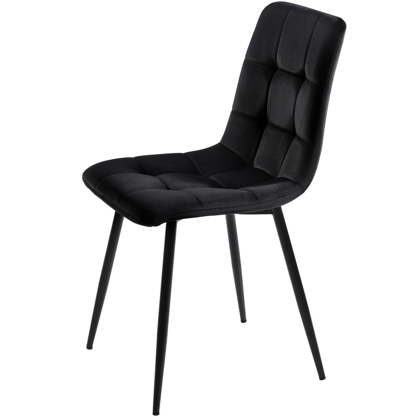 Eettafelset – Eettafel Met Stoelen – Dinerset – Fluwelen Stoelen – 140x80 Cm Tafel – Verstelbare Pootjes – Metalen Frame - Zwart