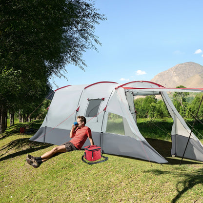 Tent – Kampeertent – Familie Tent – 8 Persoons – Waterafstotend 2000 Mm – Ruim Met Scheidingswand - Grijs