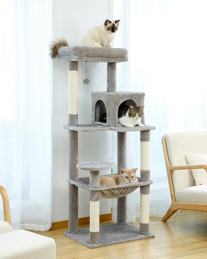 Krabpaal - Kattenboom - Katten Klimmuur - Sisal Krabpalen - Arbre a Chat - Hangmat - Kattenhuisje - 45x55x143cm - Groen