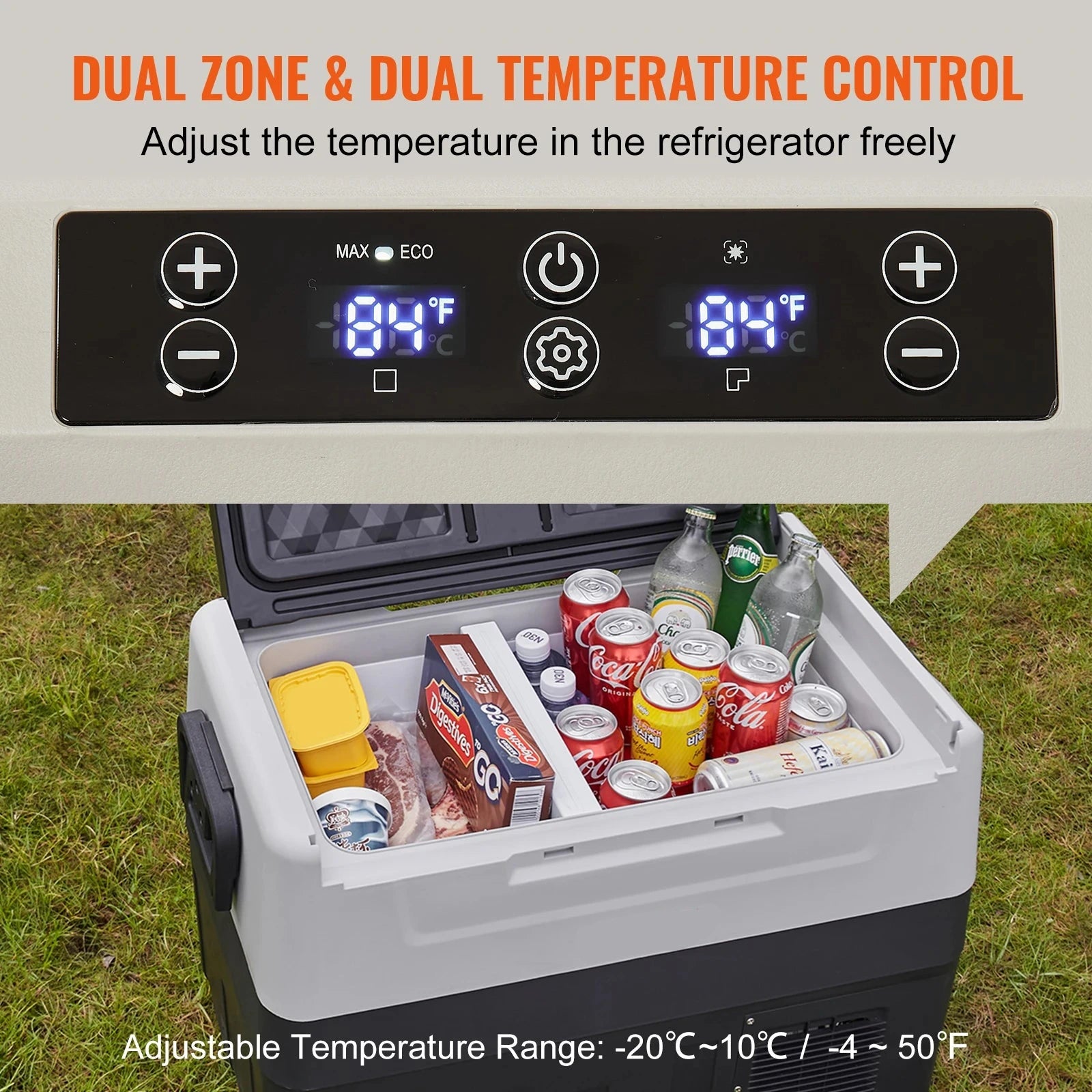 Auto Koelbox - Camping Koelkast - Auto Koelbox Compressor - 55L - 12V/24V - 45dB - Mini Compressor Koelkast - en Vriezer - Draagbare - Voor Camping - Auto - Caravan - Boot - QUORE
