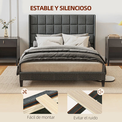 Bedframe – Bed – Tweepersoonsbed – Slaapbank – Ledikant – Beige – Stevig Rubberwood – Met Opbergruimte Onder Bed