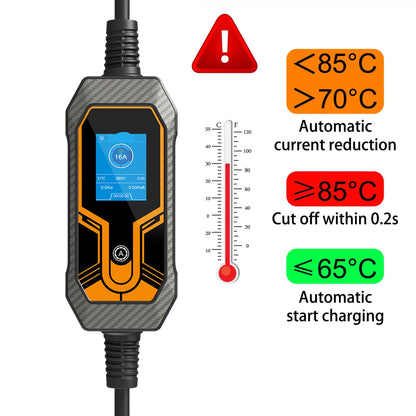 Ev Laadkabel – Mobiele Oplader – Draagbare Lader – Type 2 – Cee Stopcontact – Ip65 Waterdicht – Lcd Display -  11kW - 5M - NO Adaptor - QUORE