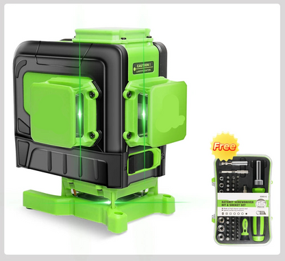 3D Kruislijnlaser – Laserwaterpas – Kruislijnlaser – Zelfnivellerend – Groene Laser – 12 Lijnen – USB Type-C Batterij