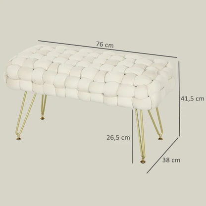 Bank - Zitbank - Slaapkamerbank - Voetenbank - 76 cm x 38 cm x 41,5 cm - Wit