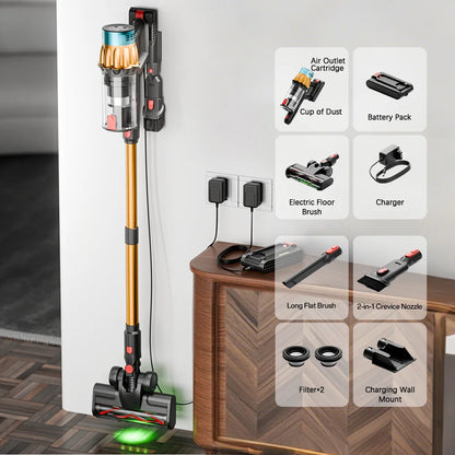 Draadloze Stofzuiger – Steelstofzuiger – Handstofzuiger – Snoerloos – Dierenharen – 650W Zuigkracht – 50 Min Batterijduur