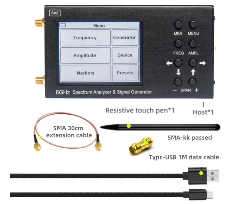 Spectrum Analyzer – Spectrummeter – Signaalanalyzer – Frequentieanalysator – Radiofrequentiemeter – Frequentiebereik 35-6200 MHz – Inclusief HT8 Log Periodieke Antenne