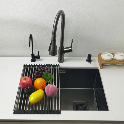 Zwarte Spoelbak – Keukenspoelbak – RVS Spoelbak – Enkelvoudige Bak – Nano Matte Afwerking – 45x40 cm – Roestvrij Staal – Krasbestendig
