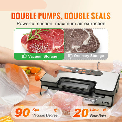 Vacuümmachines - Vacuümapparaat  - Vacumeermachine - Vacumeermachine Foodsaver - Foodsaver - 130W - 90Kpa -  Inclusief 10 Vacuümzakken - QUORE